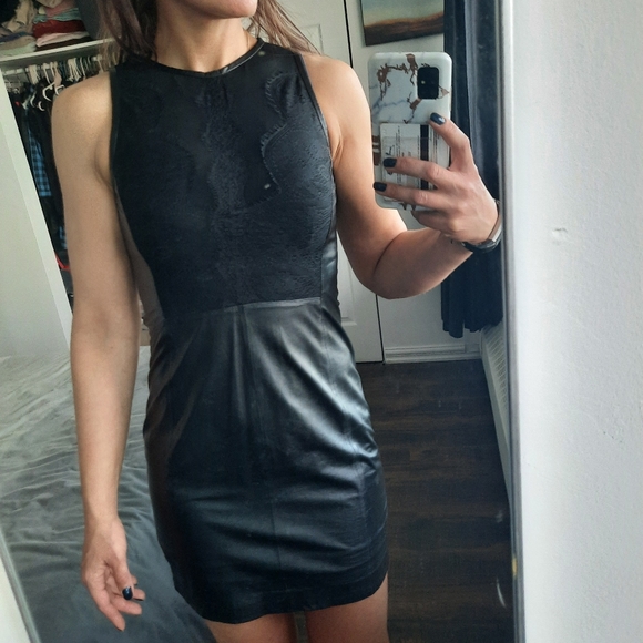 Leather dress with front lace detail - Picture 4 of 7